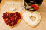 Solid cookie gets raspberry, cut-out cookie gets powdered sugar, and you get lots of compliments!