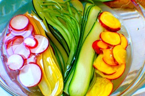 Add radishes and beets to keep fresh and give the zucchini some friends