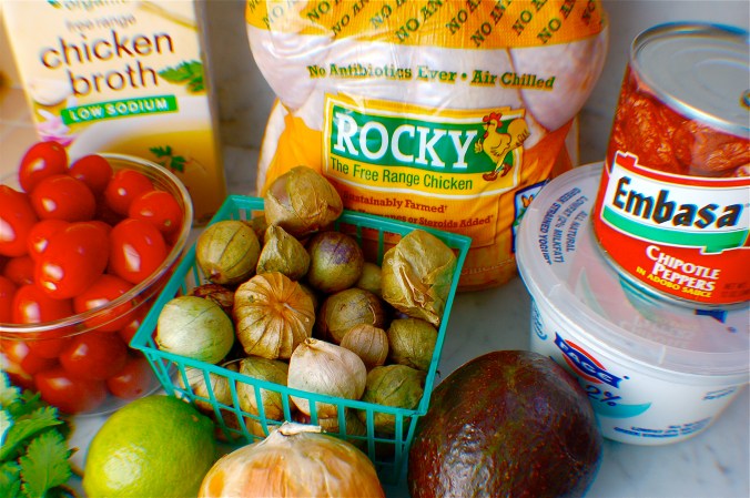 Main ingredients for Chicken Adobo Tortilla Soup
